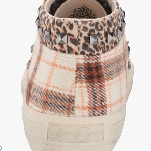Jessica Simpson sneakers plaid animal print Sherpa - Picture 2 of 4